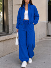 Loose Long Sleeve Zipper Two Piece Pants Set HNIF-TY043