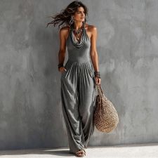 Sleeveless Off Shoulder Backless Jumpsuit SHD-8519