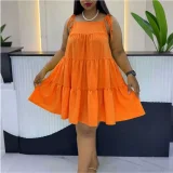 Plus Size Solid Color Loose Mini Dress HNIF-DJP002