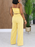 Solid Color Sling Vest Two Piece Pants Set HNIF-GY332