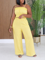 Solid Color Sling Vest Two Piece Pants Set HNIF-GY332