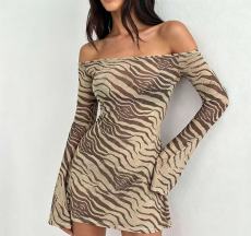 One Shoudler Long Sleeve Printed Mini Dress GXIY-K26L2653