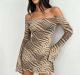 One Shoudler Long Sleeve Printed Mini Dress GXIY-K26L2653