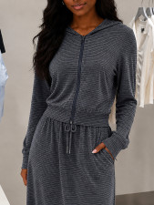 Long Sleeve Zipper Hooded Coats Long Skirt Suit HNIF-SR011