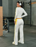 Stripe Patchwork Long Sleeve Pants Sport Suit YWXS-K26L2940