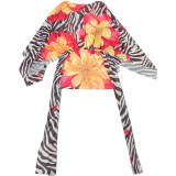 Printed Slanted Shoulder Bat Shirt DLSF-K6D16595A