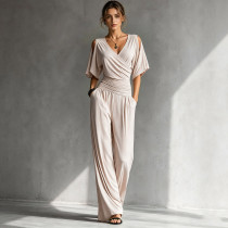 Sexy V Neck Off Shoulder Jumpsuit SHD-8518