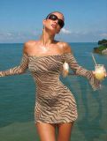 One Shoudler Long Sleeve Printed Mini Dress GXIY-K26L2653