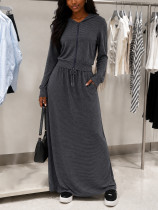 Long Sleeve Zipper Hooded Coats Long Skirt Suit HNIF-SR011