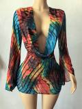 Pre Order: About 7 work days shipping Printed Long Sleeve Mini Dress YUEM-202682