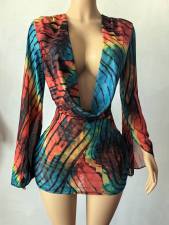 Pre Order: About 7 work days shipping Printed Long Sleeve Mini Dress YUEM-202682