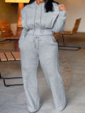 Solid Color Long Sleeve 2 Piece Pants Set HNIF-GY353