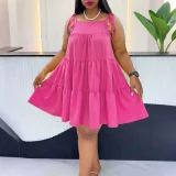 Plus Size Solid Color Loose Mini Dress HNIF-DJP002