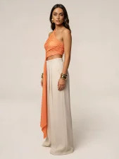 Solid Color Single Shoulder Ruched Top SHD-8129
