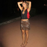 Leopard Print Chiffon Double-layer Mini Skirt LJSF-D6822309X