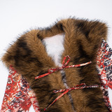 Fur Neck Patchwork Hollow Out Short Suit MXBF-Y26ST302