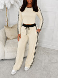Contrast Color Stripe Casual Two Piece Pants Set HNIF-SR008