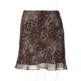 Leopard Print Chiffon Double-layer Mini Skirt LJSF-D6822309X