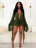 Deep V Neck Long Sleeve Mini Dress HNIF-CH606
