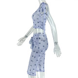Slash Neck Polka Dot Sport Two Piece Set GJYO-JS919221