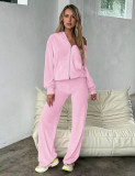 Solid Color Zipper Hooded Two Piece Pants Set YD-YM018