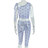 Slash Neck Polka Dot Sport Two Piece Set GJYO-JS919221