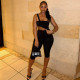 Solid Color Sport Sleeveless Seventh Jumpsuit GJYO-JP006390