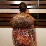 Fur Neck Patchwork Hollow Out Short Suit MXBF-Y26ST302