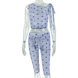 Slash Neck Polka Dot Sport Two Piece Set GJYO-JS919221