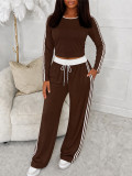 Contrast Color Stripe Casual Two Piece Pants Set HNIF-SR008