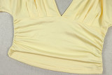 Solid Color V Neck Sport Two Piece Set GJYO-JS919230
