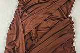 Solid Color Single Shoulder Tube Top Dress GJYO-JD305769