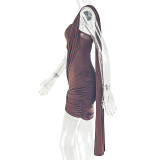 Solid Color Single Shoulder Tube Top Dress GJYO-JD305769
