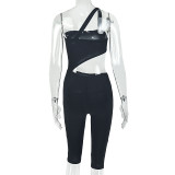 Solid Color Sport Sleeveless Seventh Jumpsuit GJYO-JP006390