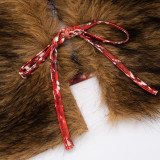 Fur Neck Patchwork Hollow Out Short Suit MXBF-Y26ST302