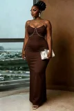 V Neck Sling Slim Maxi Dress GMYU-11500