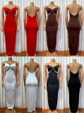 V Neck Sling Slim Maxi Dress GMYU-11500