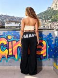 Letter Printed Patchwork Loose Jeans GYLN-1060