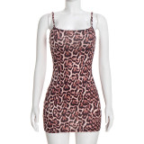 Leopard Printed Long Sleeve Coat+Mini Dress 2 Piece Set GDSF-Q26ST215