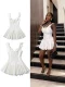 V Neck Solid Color Backless Mini Dress GMYU-9512