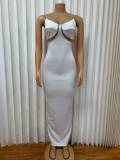 V Neck Sling Slim Maxi Dress GMYU-11500