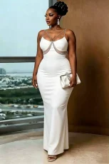 V Neck Sling Slim Maxi Dress GMYU-11500