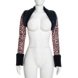 Leopard Printed Long Sleeve Coat+Mini Dress 2 Piece Set GDSF-Q26ST215