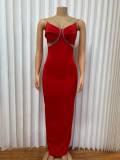 V Neck Sling Slim Maxi Dress GMYU-11500