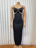 V Neck Sling Slim Maxi Dress GMYU-11500