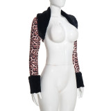 Leopard Printed Long Sleeve Coat+Mini Dress 2 Piece Set GDSF-Q26ST215