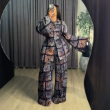 Plus Size Gradient Vortex Print Long Sleeve 2 Piece Pants Set GAWE-6790