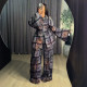 Plus Size Gradient Vortex Print Long Sleeve 2 Piece Pants Set GAWE-6790