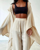 Solid Color Long Sleeve Loose Two Piece Pants Set GQLK-6698