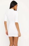 Solid Color Short Sleeve Mini Dress MZ-26020
